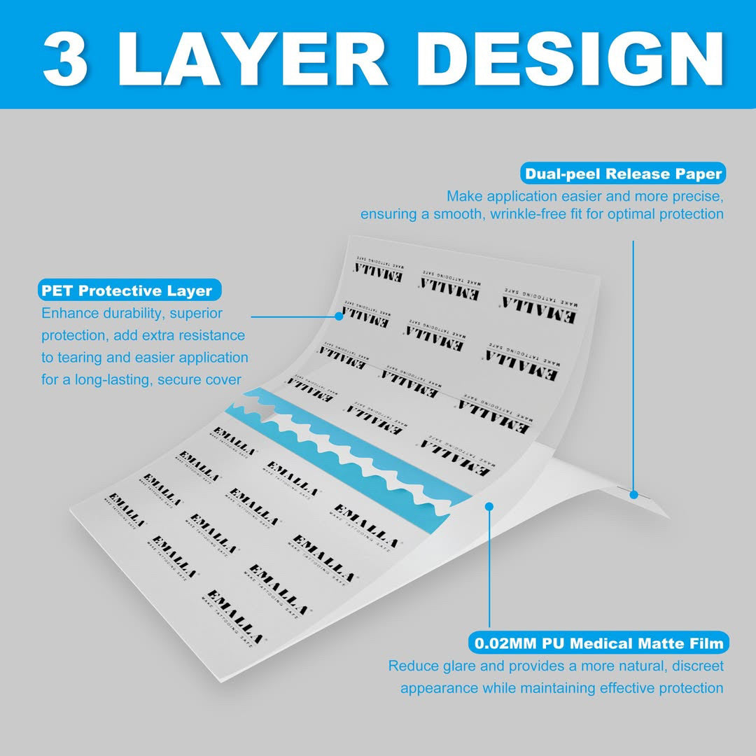 EMALLA grece  0.02mm matte tattoo protection film roll(15cmX10m)