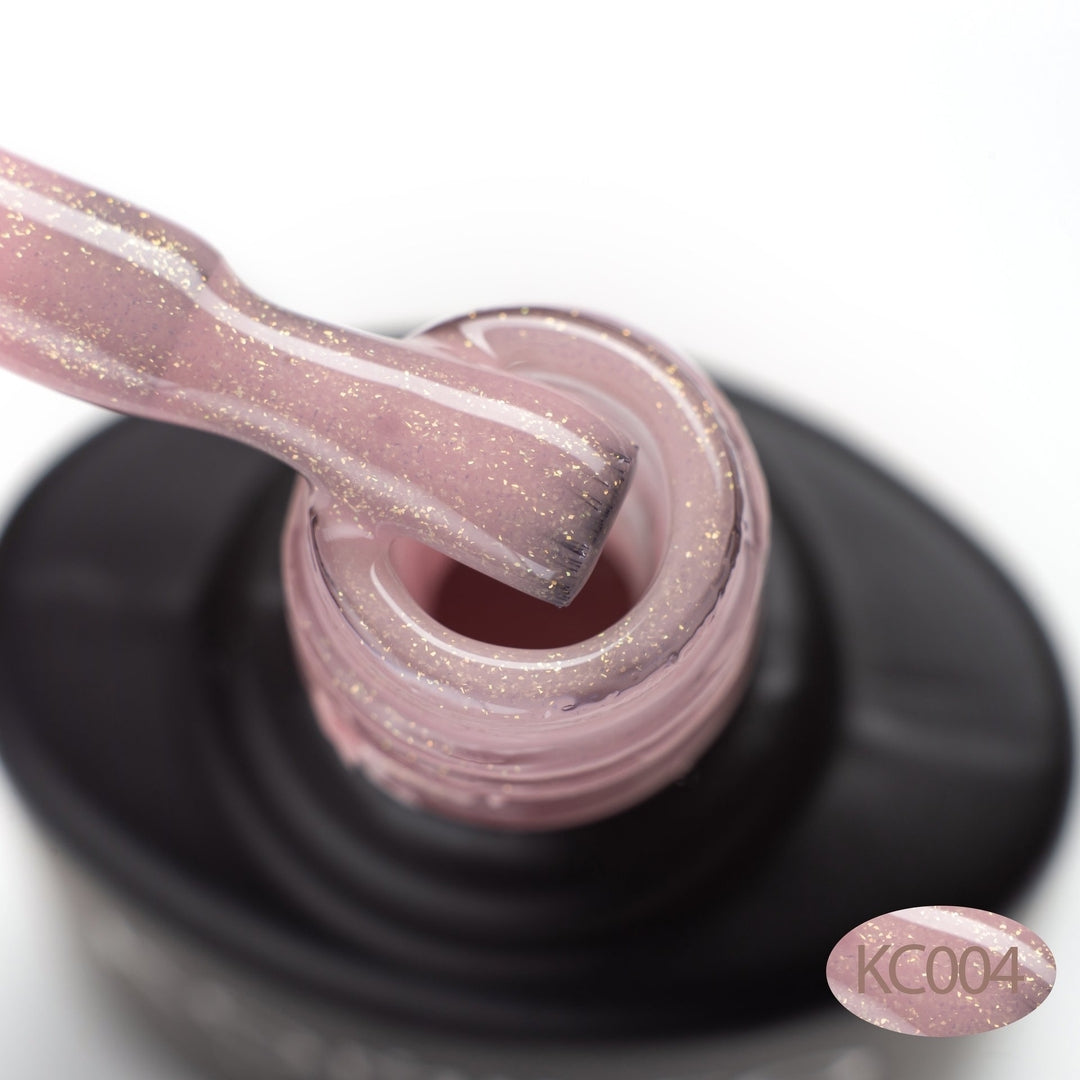 Komilfo KC004 Glitter Rubber French Base (Beige And Pink With Gold Micro Shine), 8ml