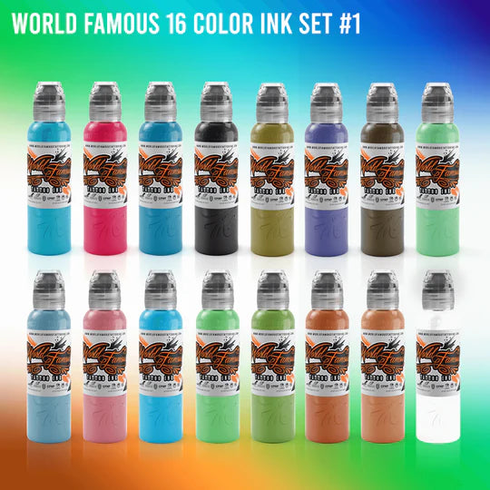 World Famous 16 Color Tattoo Ink Set #1