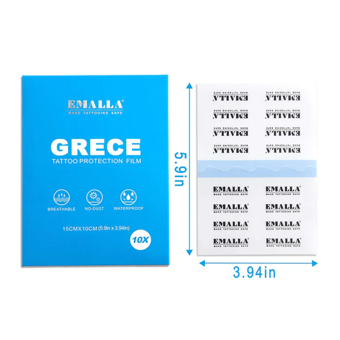 EMALLA Grece 0.02mm Tattoo Protection Film Pack of 10 (15cmx10cm)