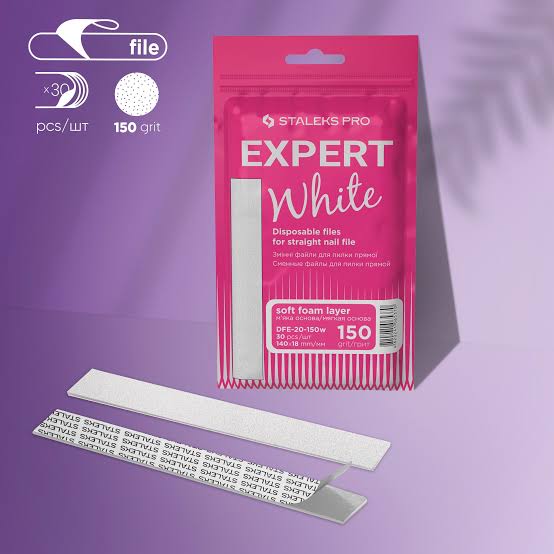 STALEKS White disposable files for straight nail file (soft base) Expert 20 (30 pcs)