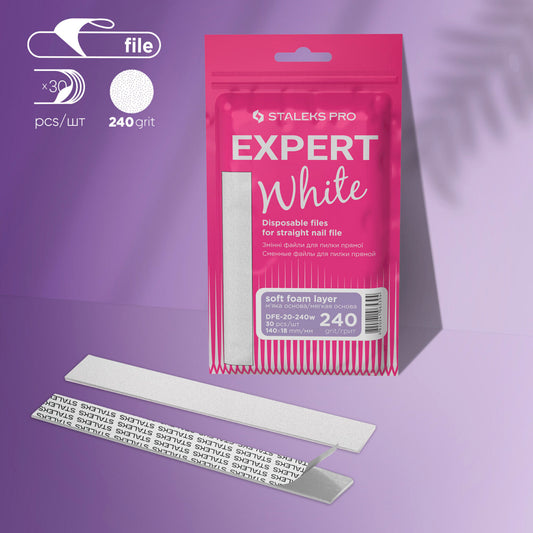 STALEKS White disposable files for straight nail file (soft base) Expert 20 (30 pcs)