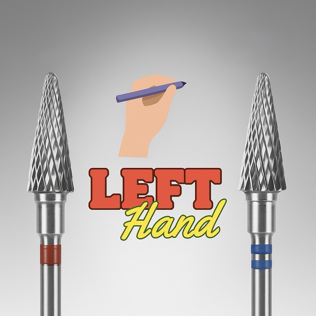 STALEKS Carbide nail drill bit for left-handed users cone blue EXPERT head diameter 6 mm / working part 14 mm