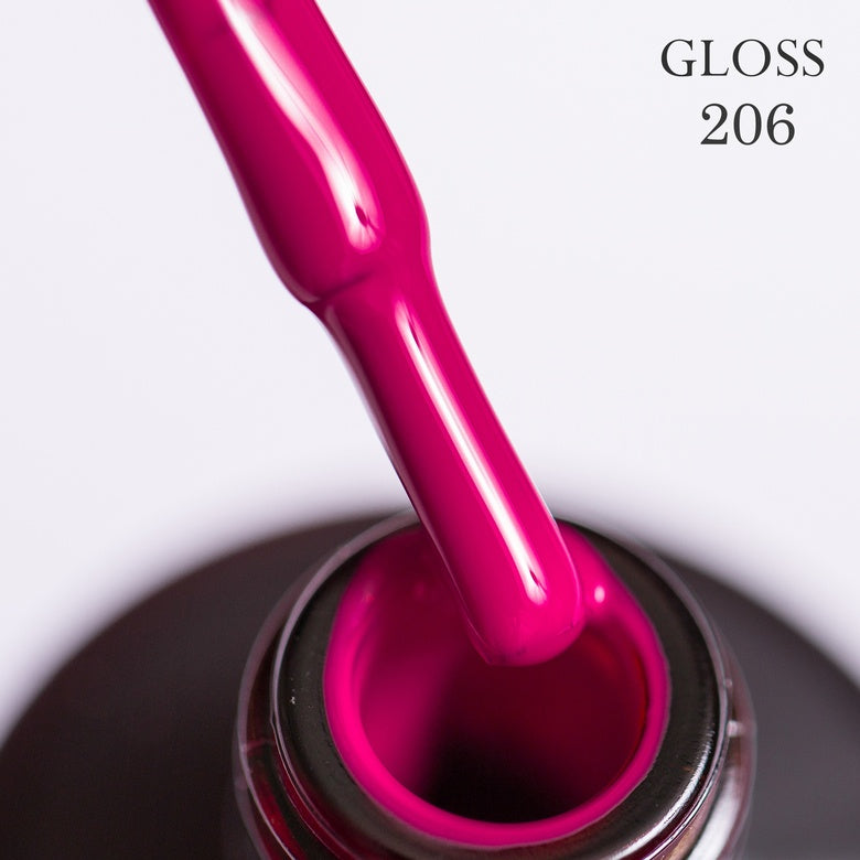 Gel polish 206 GLOSS (raspberry coral), 11 ml