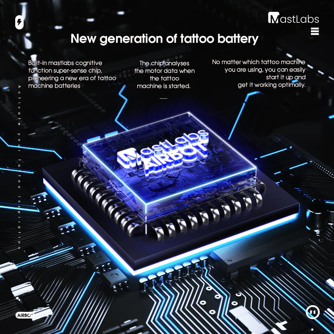 MastLabs Airbot Smart Wireless Battery Tattoo Power Supply P320-1