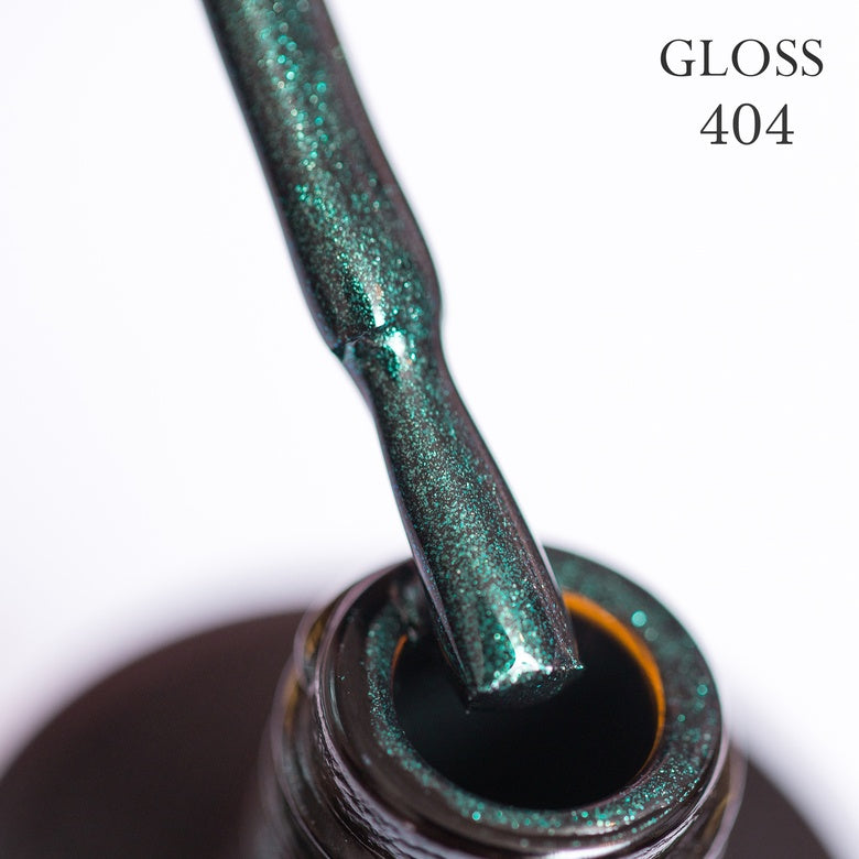 Gel polish 404 GLOSS (dark green with micro-shine), 11 ml