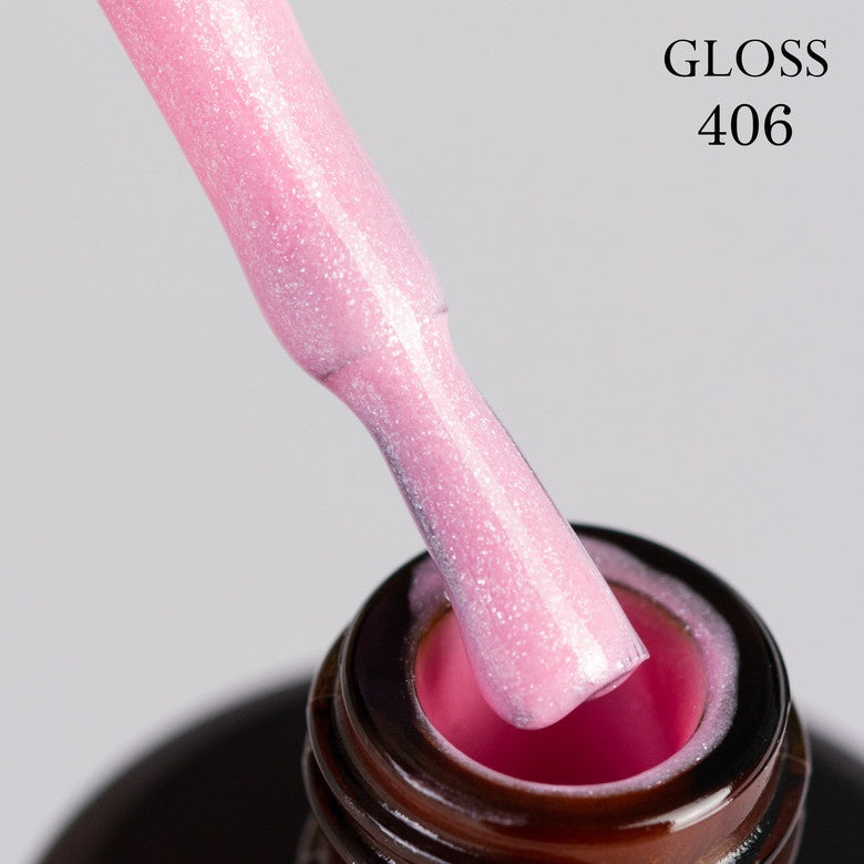 Gel polish 406 GLOSS (pink with microglitter), 11 ml