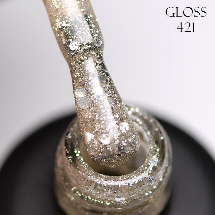 Gel polish 421 GLOSS (golden with glitter), 11 ml