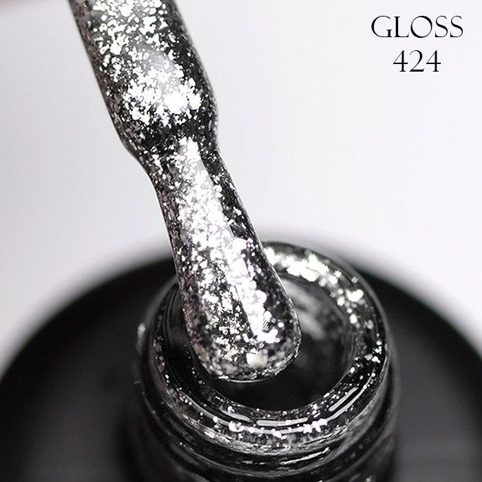 Gel polish 424 GLOSS (silver with micro-shine), 11 ml