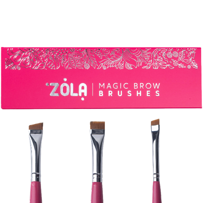 ZOLA Professional set of eyebrow brushes MAGIC BROW BRUSHES Raspberry