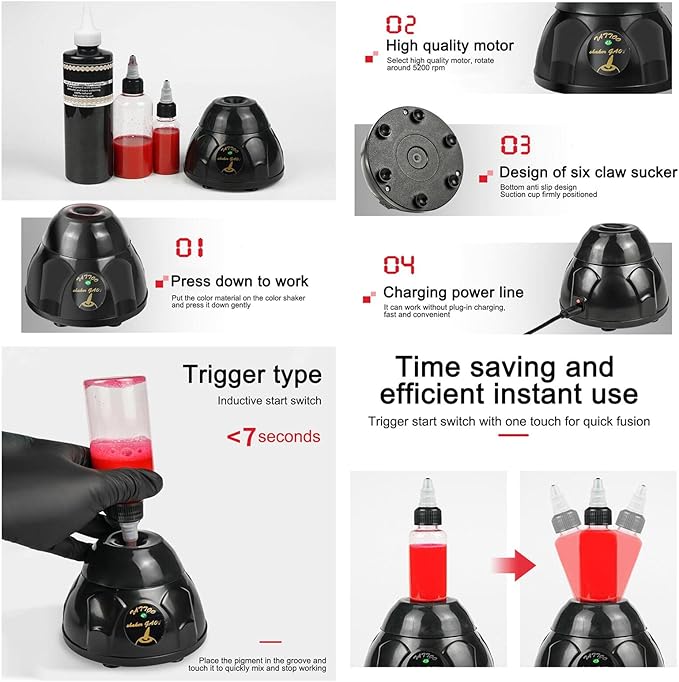 Tattoo Ink Mixer Shaker Supplies for Tattoo Artist, Black