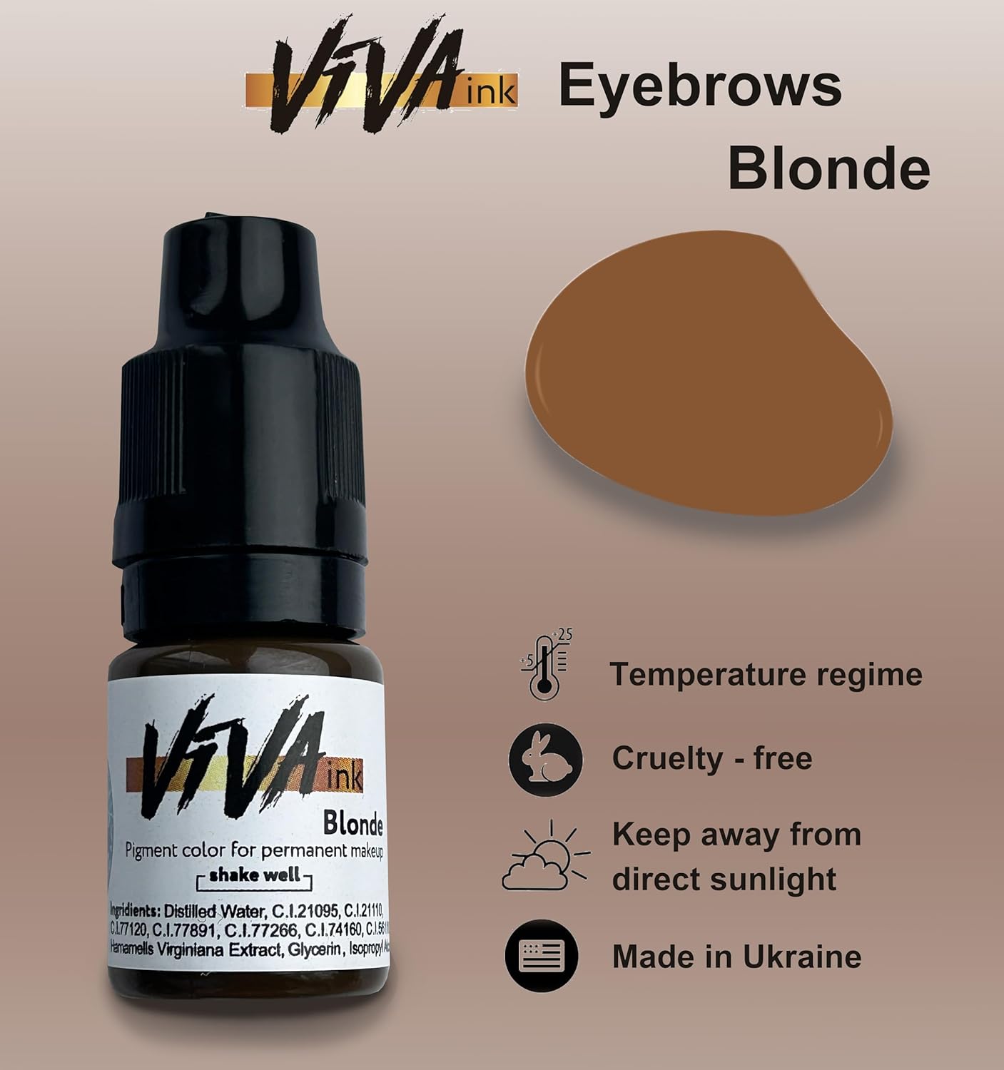 Eyebrows 1 Blonde Viva Permanent Makeup Pigment, 6 ml