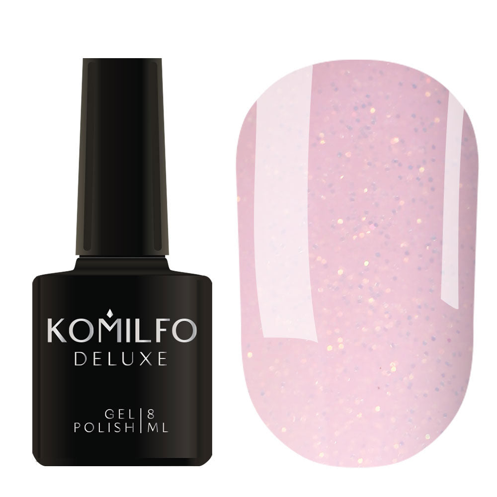 Gel Polish 004 Komilfo Moon Crush Pale Pink, Golden Sparkles, Translucent, 8 ml