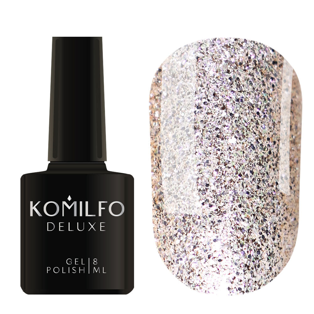 Gel Polish G005 Komilfo DeLuxe Series (rich light golden glitter with a slight pink overflow)