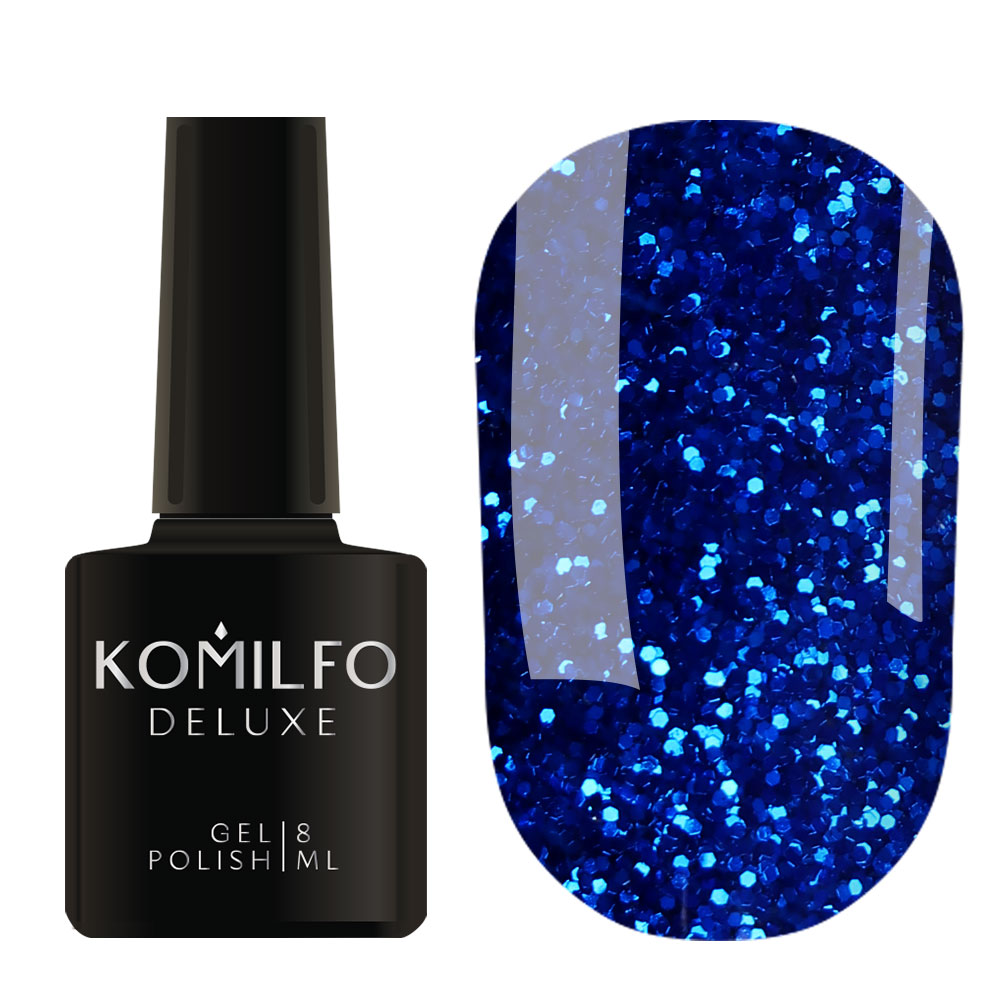 Gel Polish 007 Komilfo Stardust Glitter (blue with glitters), 8 ml