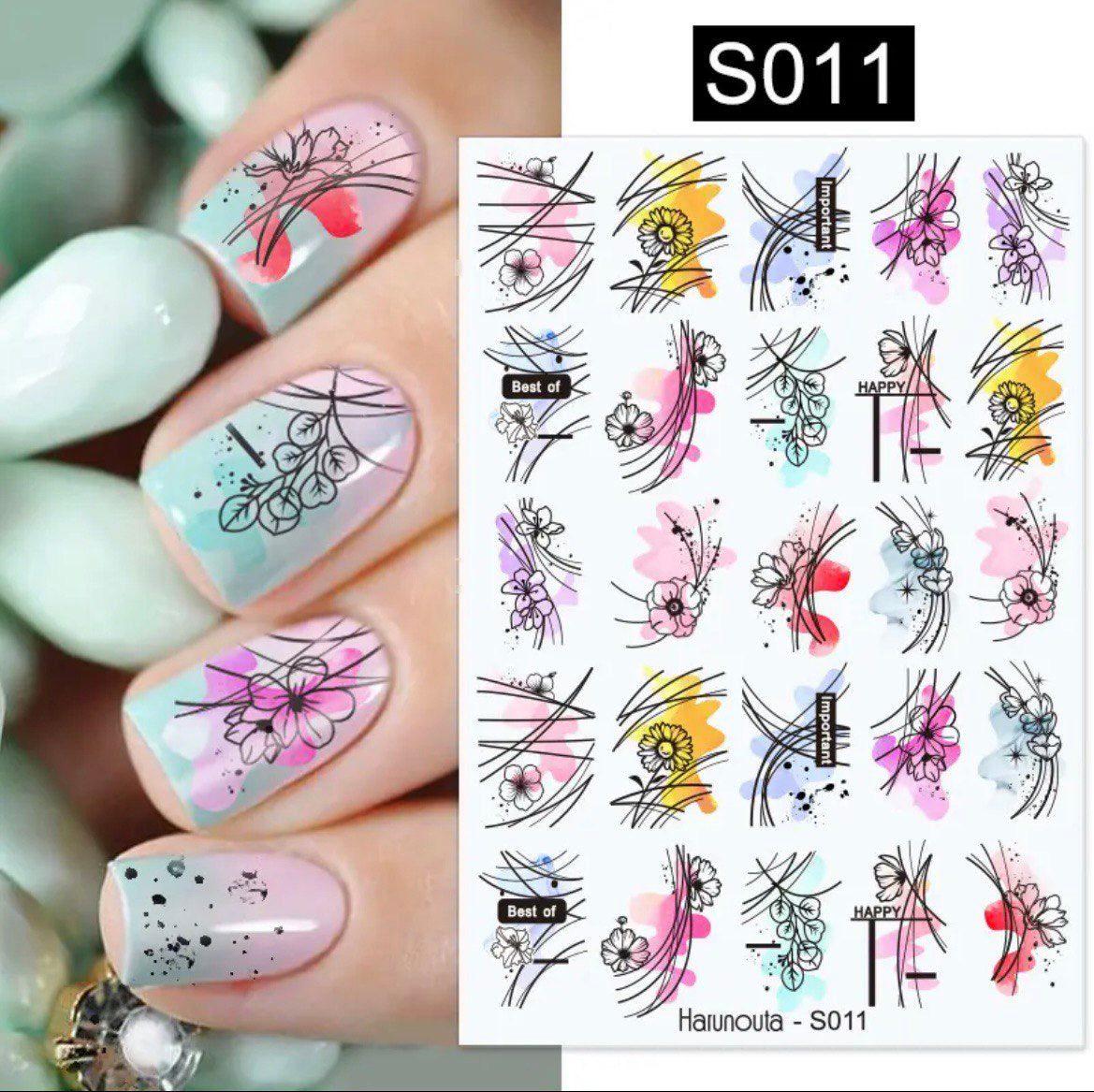 Sheet S011 3D Nail Sticker DIY Decoration Harunouta