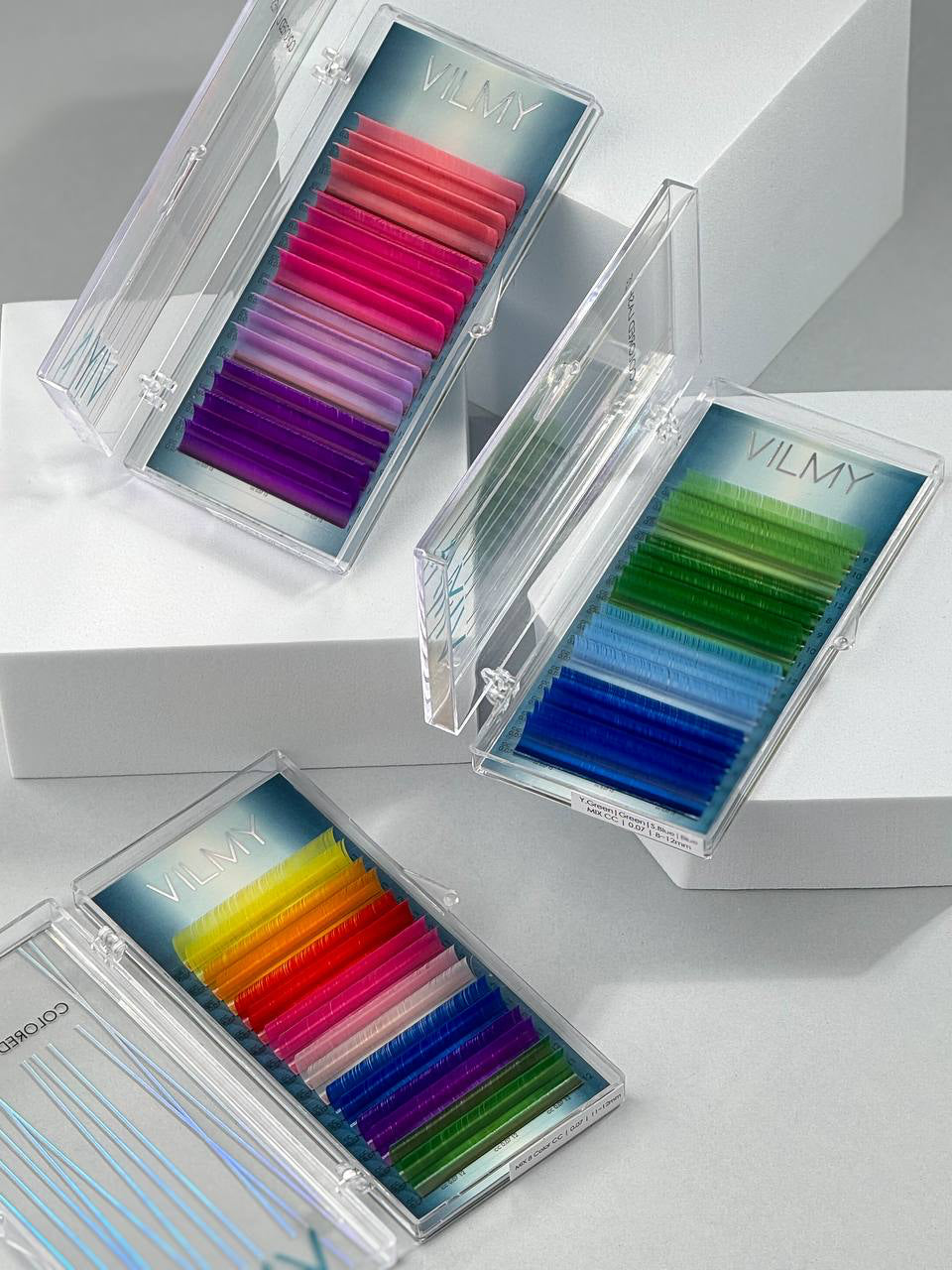 VILMY Coloured eyelashes 18 lines 4color mix green-blue
