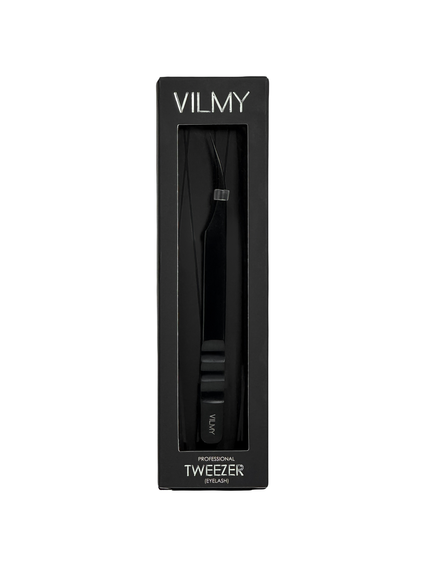 Tweezers for eyelash extensions VILMY (straight with a bend) V-13b Black