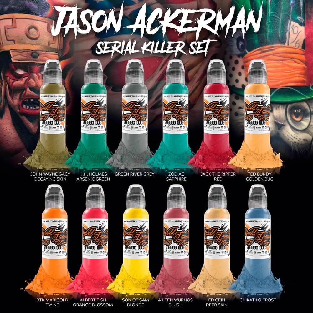 World Famous Jason Ackerman Serial Killer Series Tattoo Ink Set 12 colors