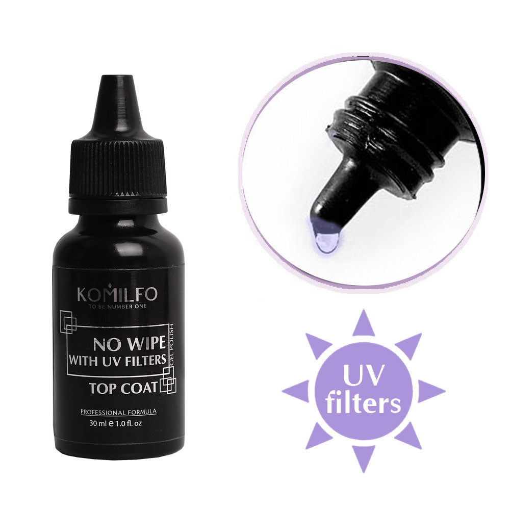 Komilfo No Wipe No UV Top – top for gel polish without a sticky layer without UV filters, 30 ml