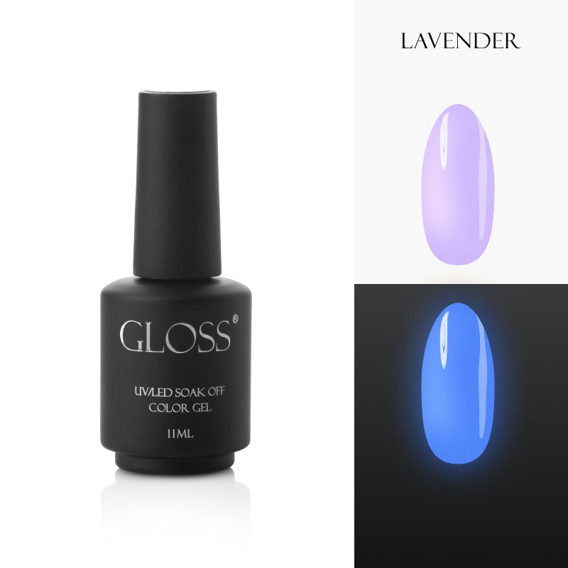 GLOSS fluorescent gel polish Lavender Elf, 11 ml