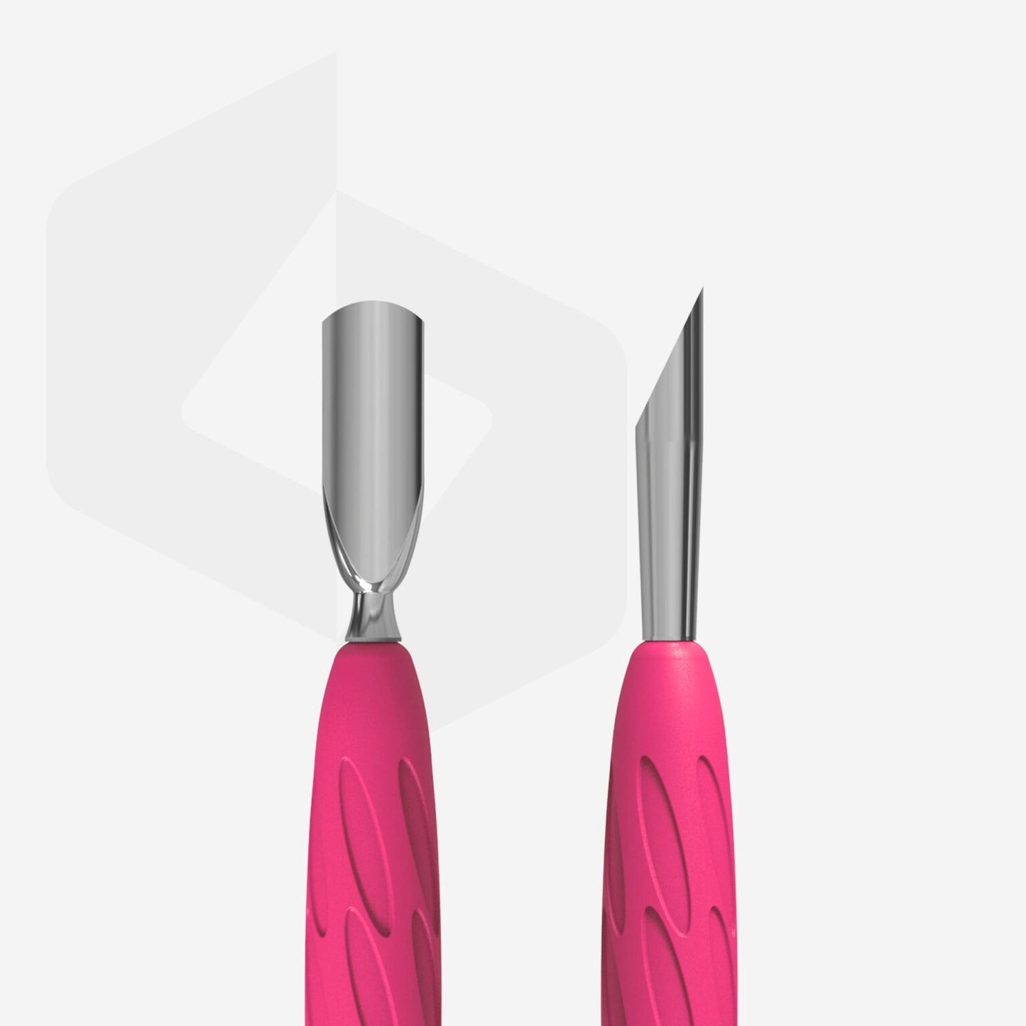 STALEKS Manicure pusher Gummy with silicone handle UNIQ 10 TYPE 2 (rounded narrow and beveled pusher) (PQ-10/2)