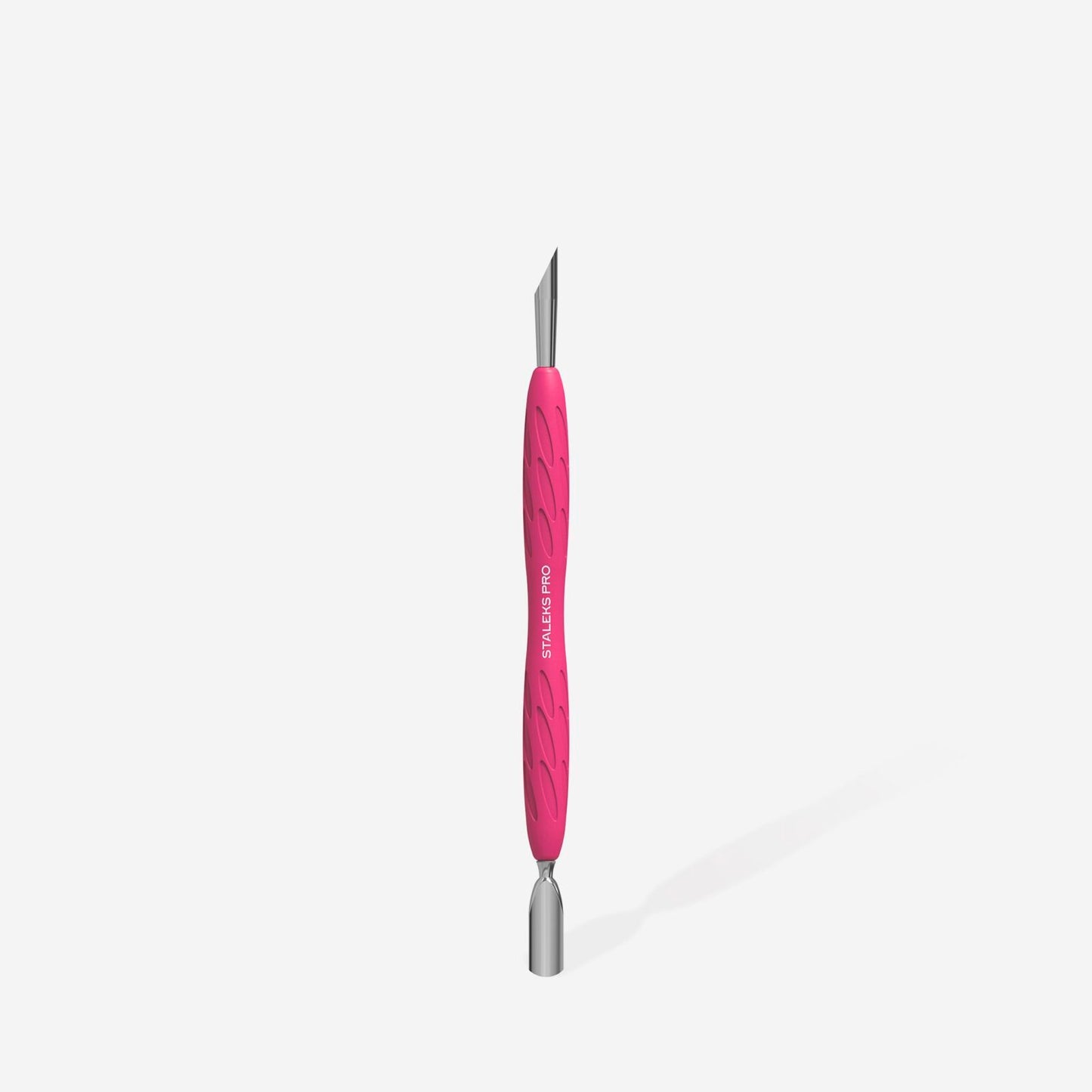 STALEKS Manicure pusher Gummy with silicone handle UNIQ 10 TYPE 2 (rounded narrow and beveled pusher) (PQ-10/2)