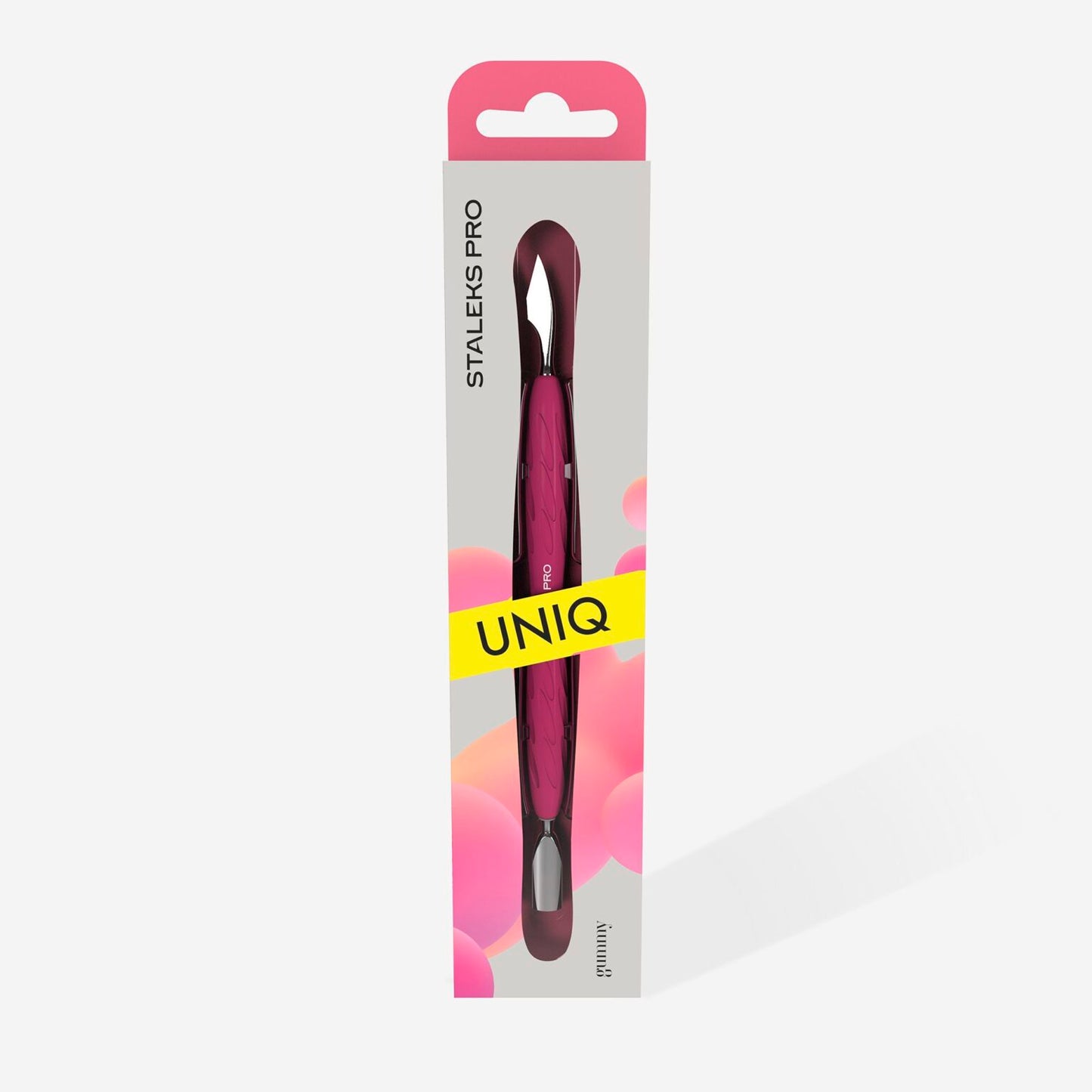 STALEKS Manicure pusher Gummy with silicone handle UNIQ 10 TYPE 3 (rounded narrow pusher and cleaner) (PQ-10/3)