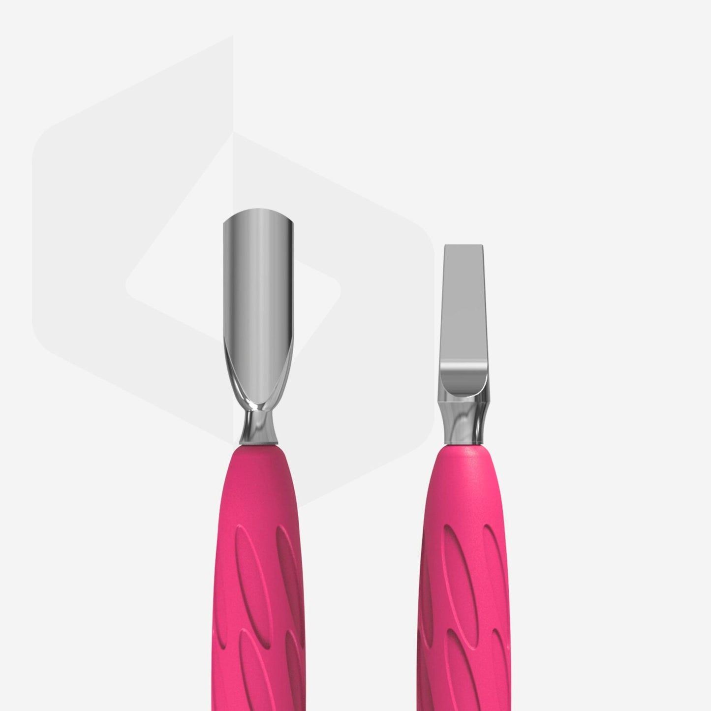 STALEKS Manicure pusher Gummy with silicone handle UNIQ 10 TYPE 5 (rounded narrow pusher and straight blade) (PQ-10/5)