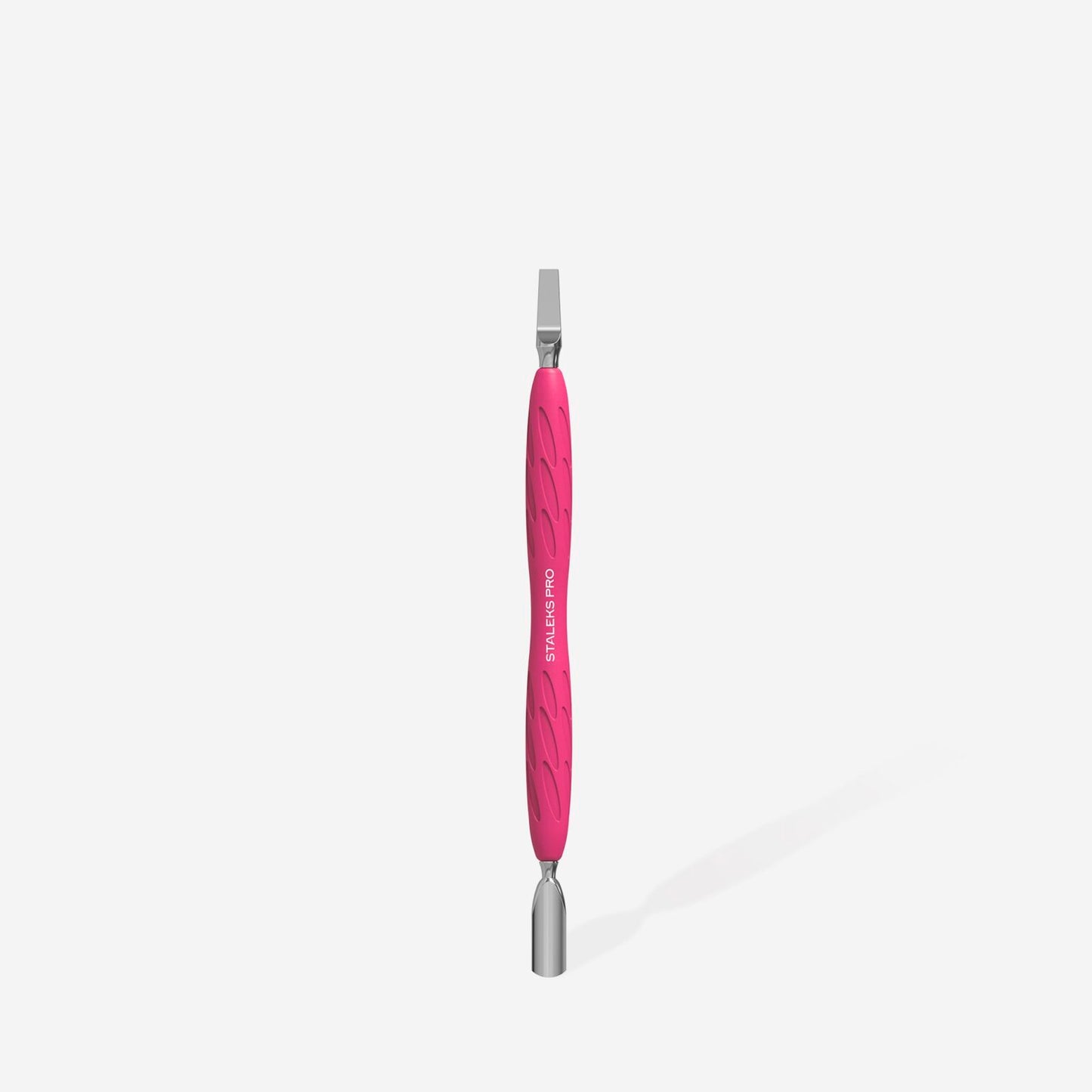 STALEKS Manicure pusher Gummy with silicone handle UNIQ 10 TYPE 5 (rounded narrow pusher and straight blade) (PQ-10/5)
