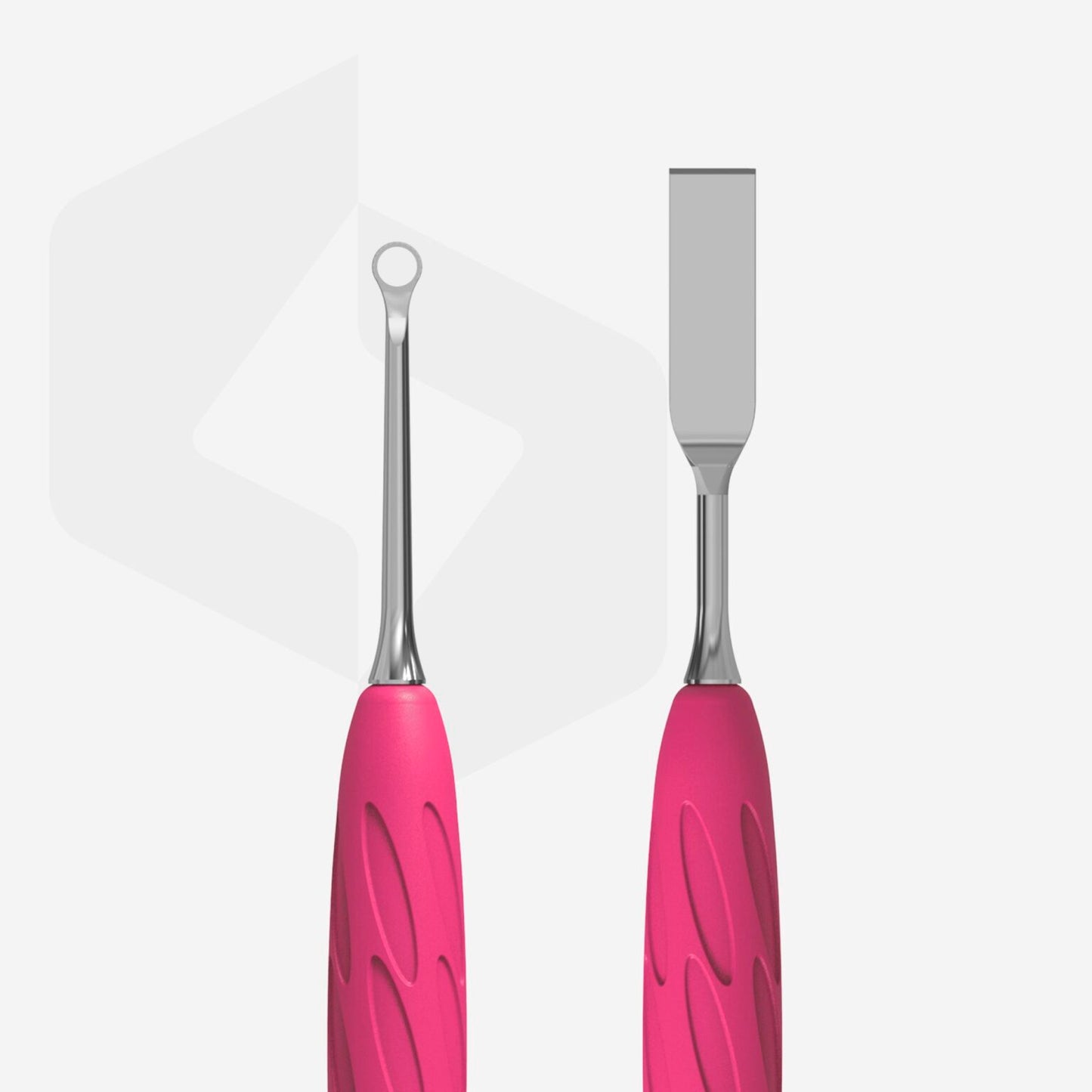 STALEKS Manicure pusher Gummy with silicone handle UNIQ 11 TYPE 1 (straight flat and loop pusher) (PQ-11/1)