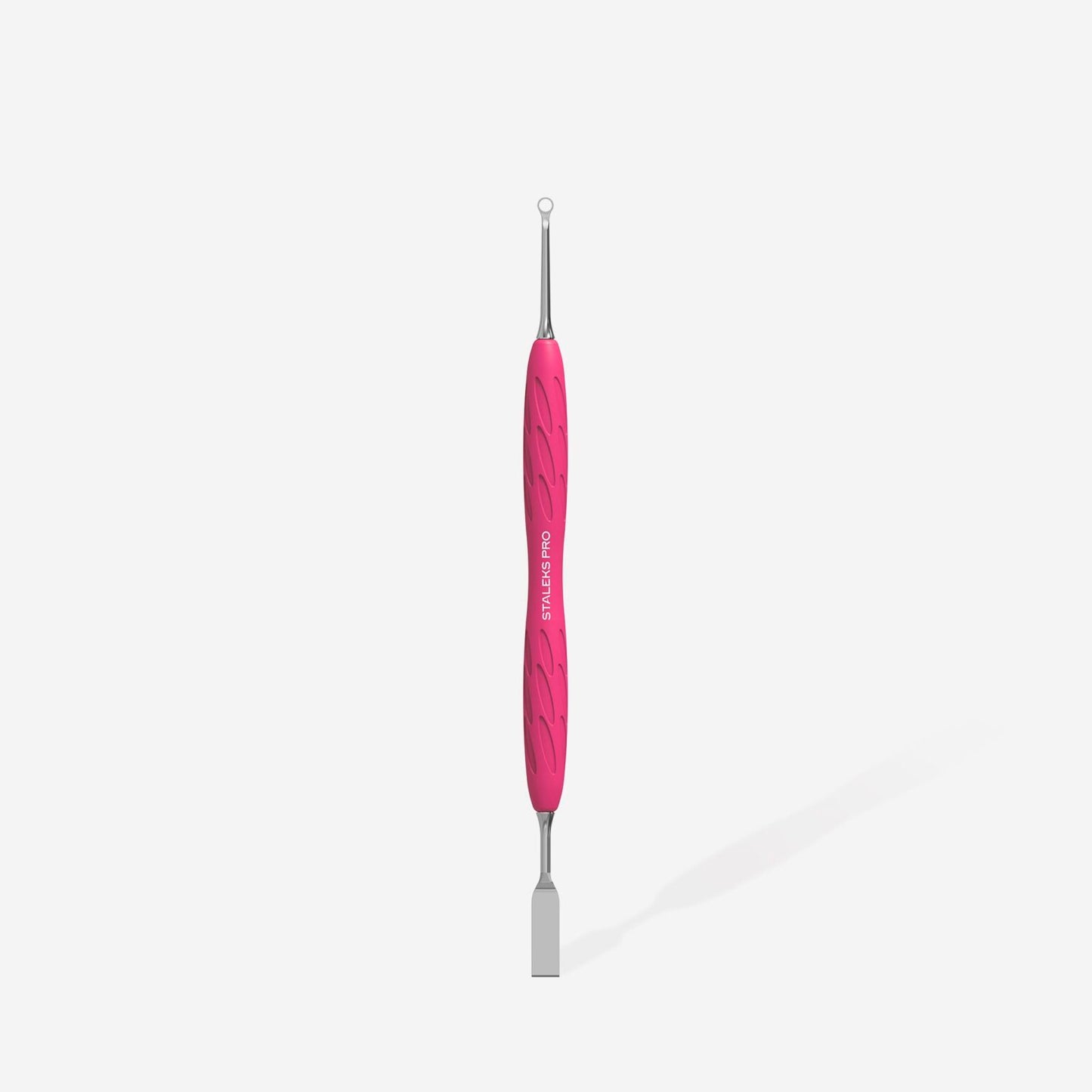 STALEKS Manicure pusher Gummy with silicone handle UNIQ 11 TYPE 1 (straight flat and loop pusher) (PQ-11/1)