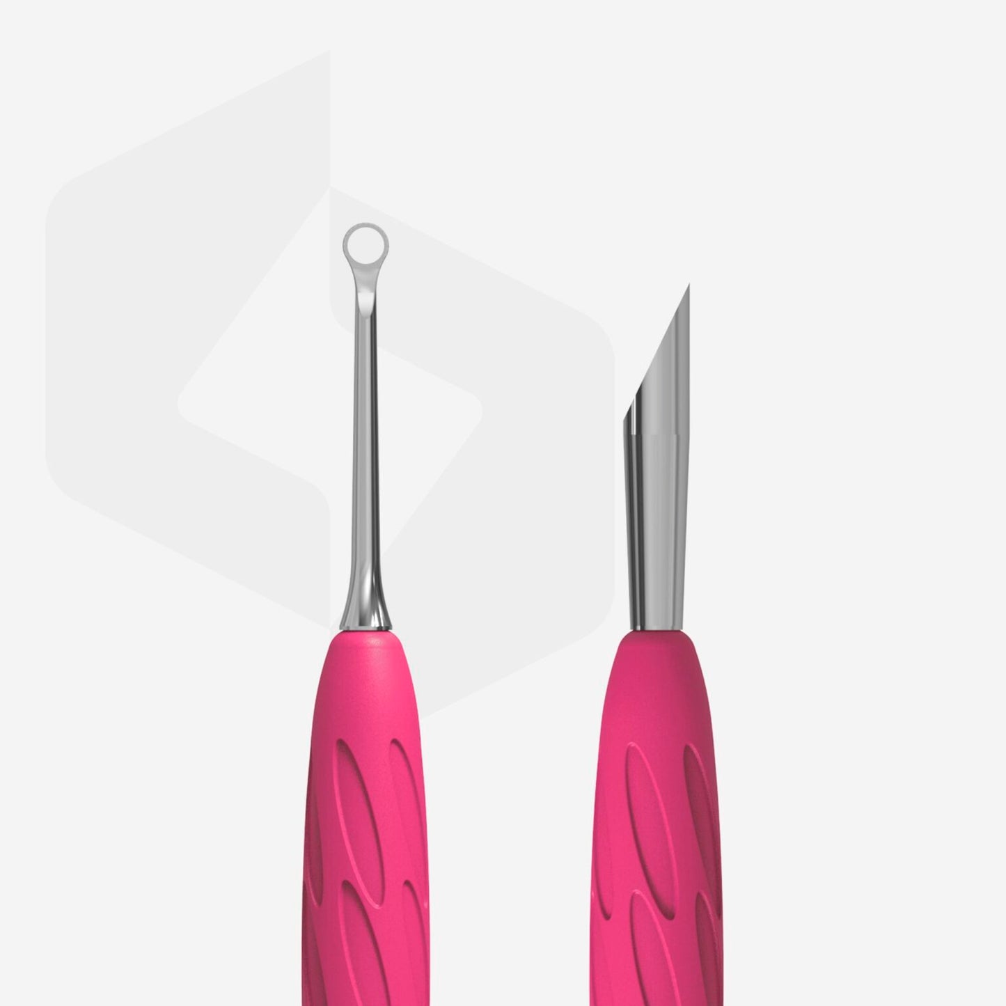 STALEKS Manicure pusher Gummy with silicone handle UNIQ 11 TYPE 2 (beveled and loop pusher) (PQ-11/2)