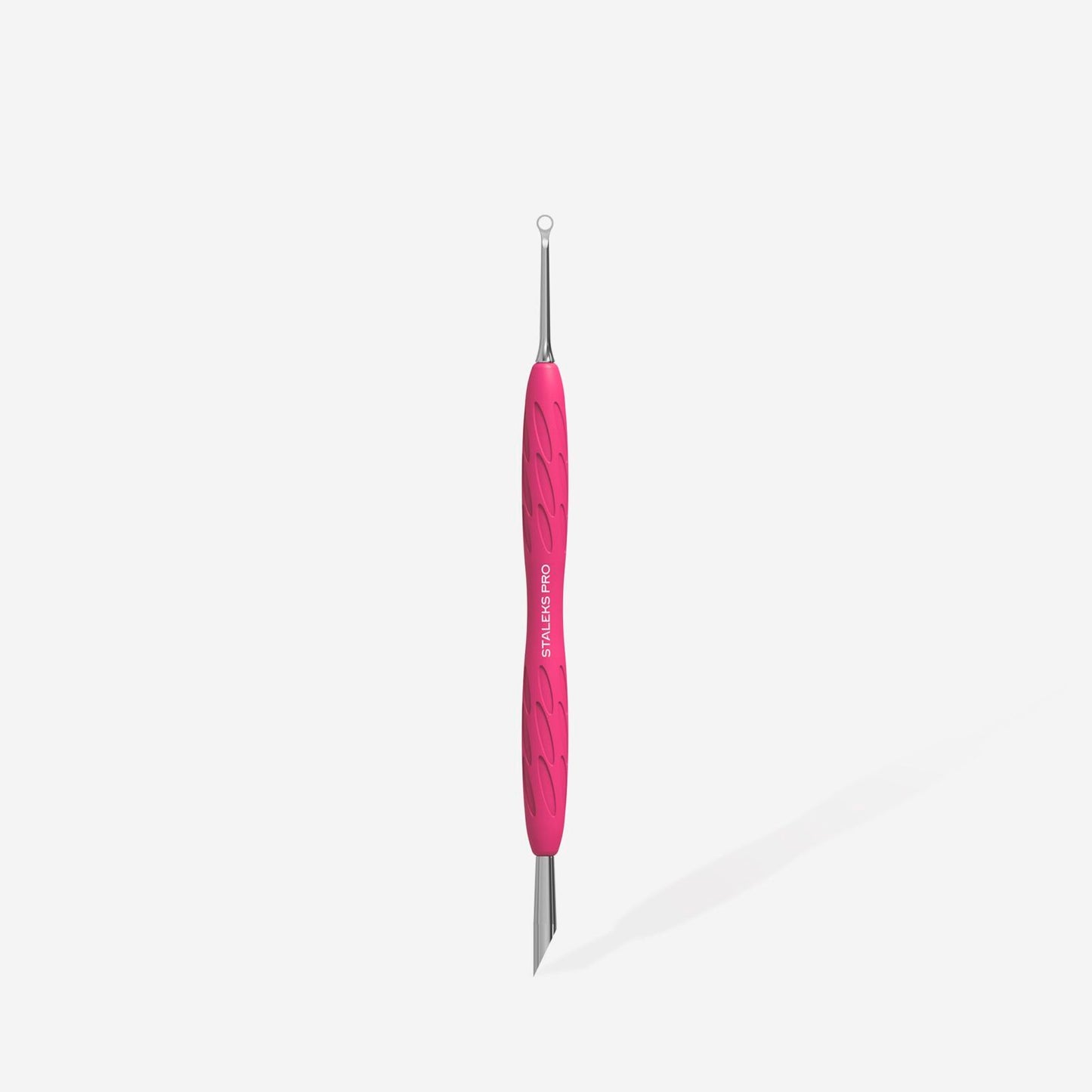STALEKS Manicure pusher Gummy with silicone handle UNIQ 11 TYPE 2 (beveled and loop pusher) (PQ-11/2)