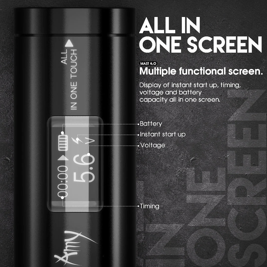 Mast Amy Wireless Tattoo Machine With 4MM Stroke Black (WQP036)