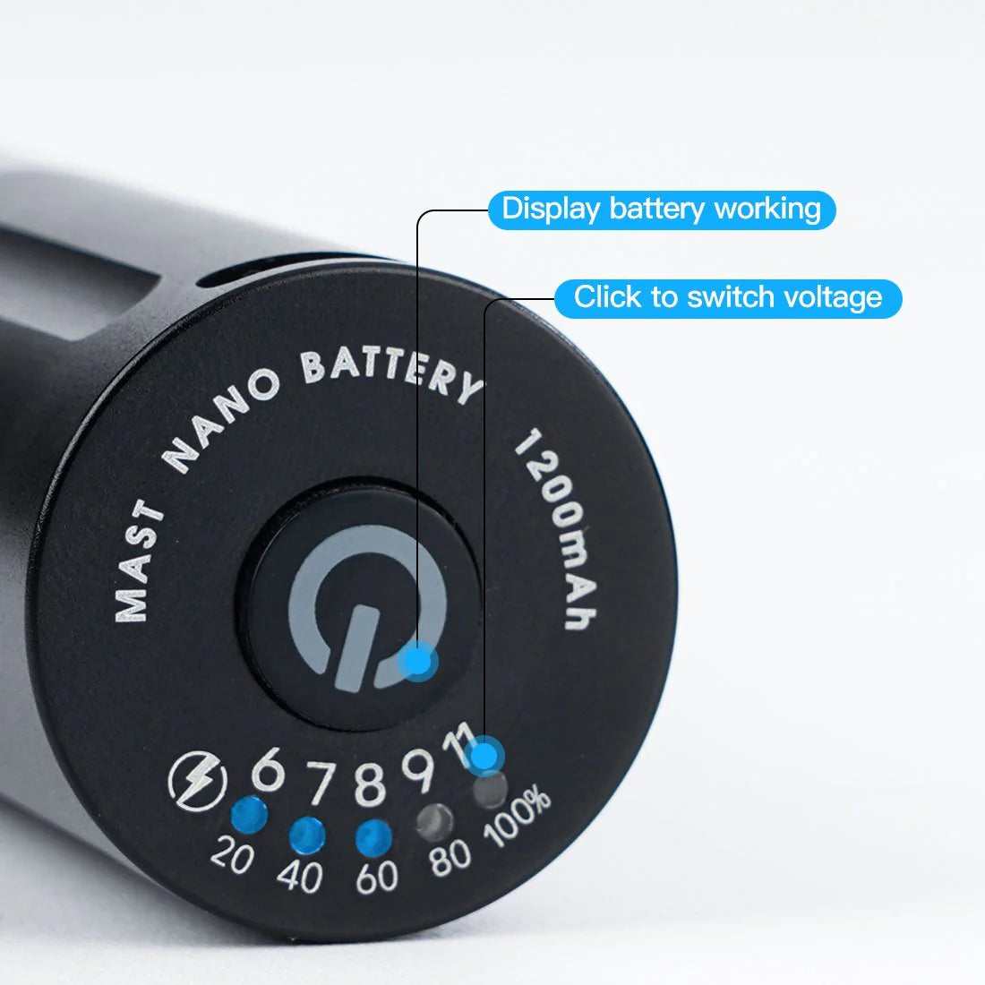 Mast Nano Wireless Rotary Pen Machine with Battery SMP Cartridge Short 3.2mm Stroke WQP006