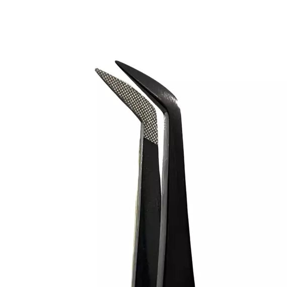Tweezers for eyelash extensions VILMY (boot) S-70 Black
