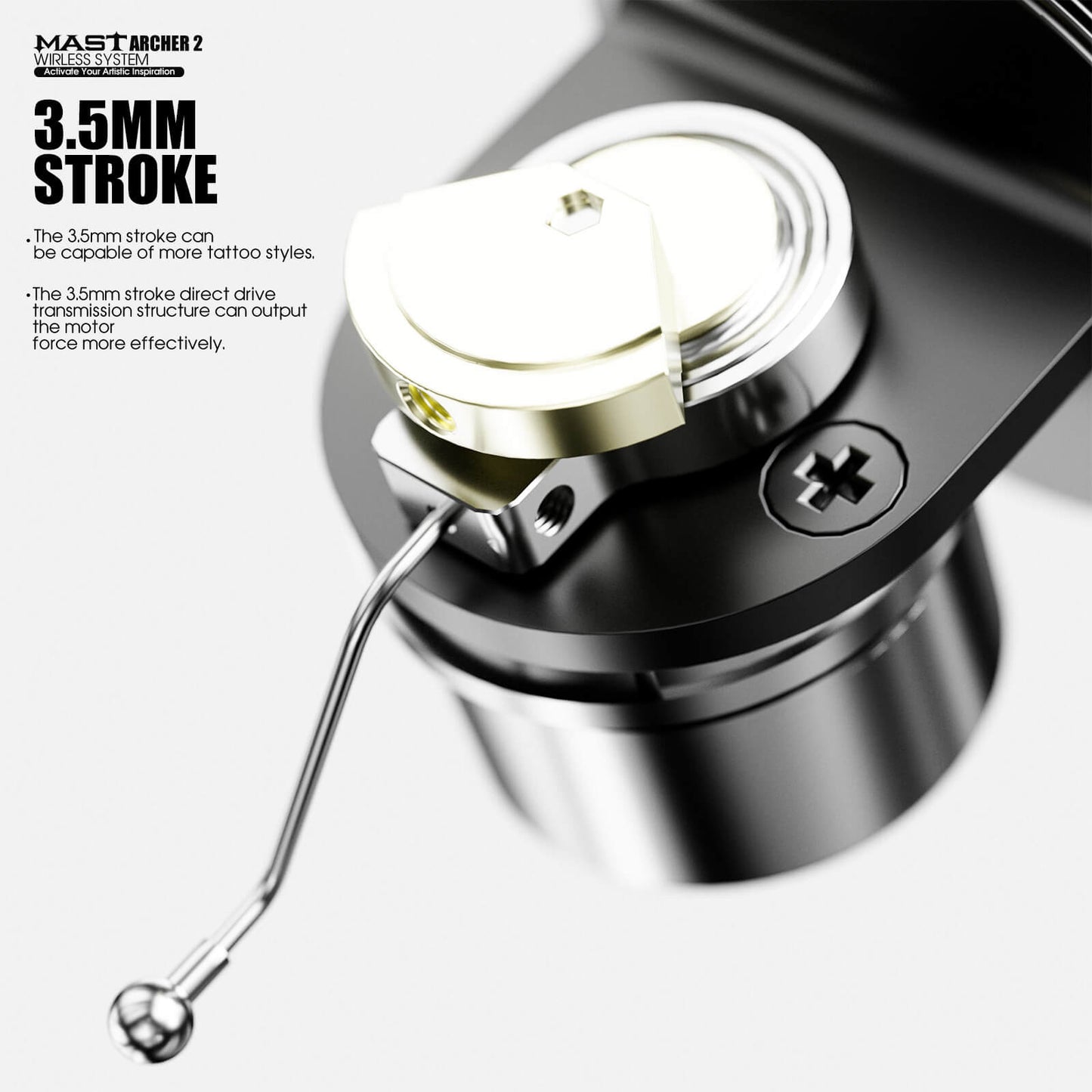 Mast Archer 2 Wireless Tattoo Pen Machine with 3.5MM Stroke Brushless Motor Color Screen