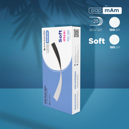 STALEKS Disposable double-sided files papmAm Mix on soft foam layer EXPERT 20 (25 pcs)