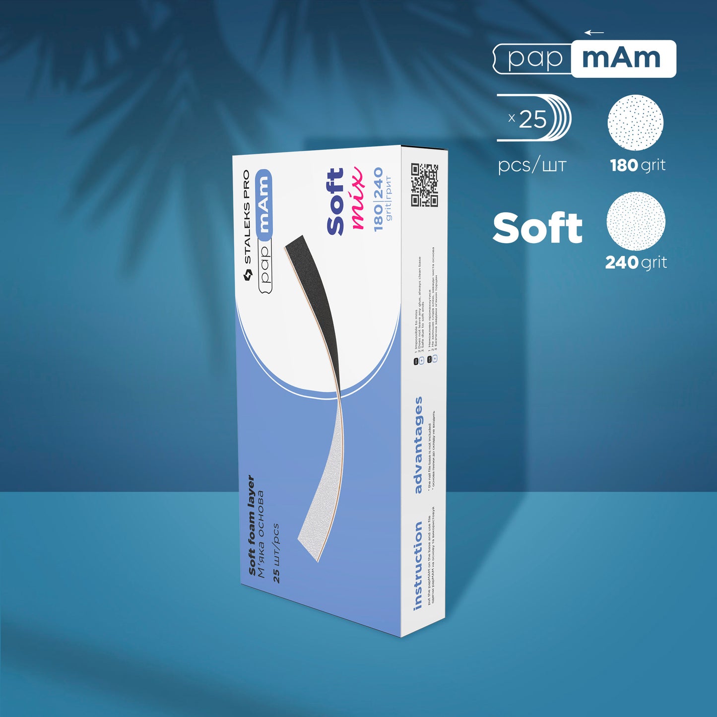 STALEKS Disposable double-sided files papmAm Mix on soft foam layer EXPERT 20 (25 pcs)