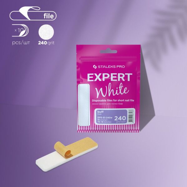 STALEKS Disposable white files for short nail file (grinding file) EXPERT 51 (10 pcs)