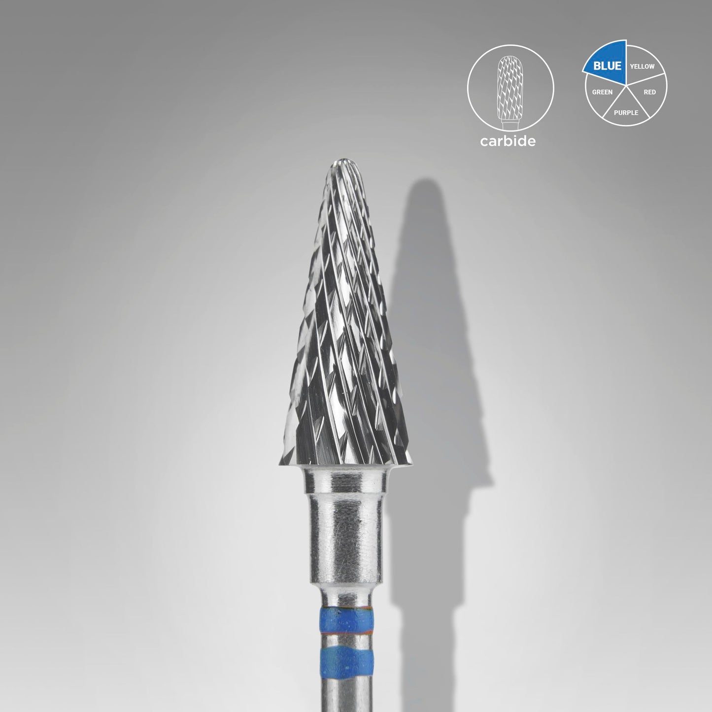 STALEKS Carbide nail drill bit for left-handed users cone blue EXPERT head diameter 6 mm / working part 14 mm