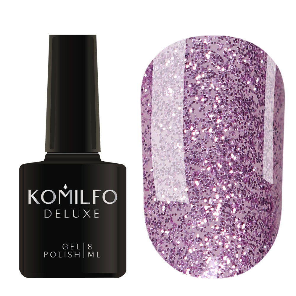 Gel Polish G017 Komilfo DeLuxe Series (pink-lilac with sparkles), 8 ml