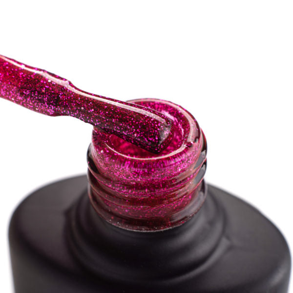 Gel Polish G026 Komilfo DeLuxe Series (deep pink with light pink glitter), 8 ml