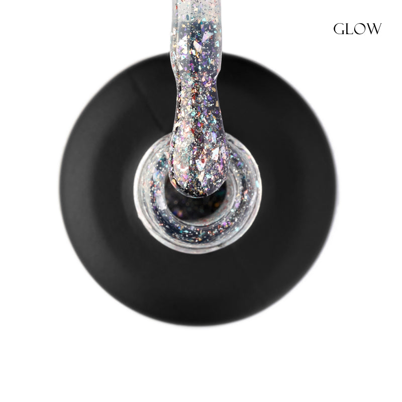 GLOSS Shine top coat Glow, 11 ml (transparent with holographic foil)