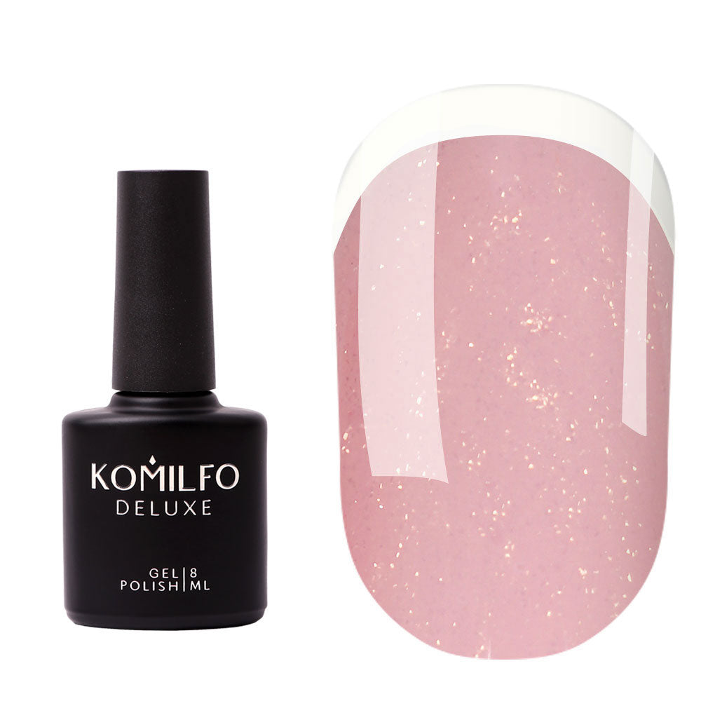 Komilfo KC004 Glitter Rubber French Base (Beige And Pink With Gold Micro Shine), 8ml