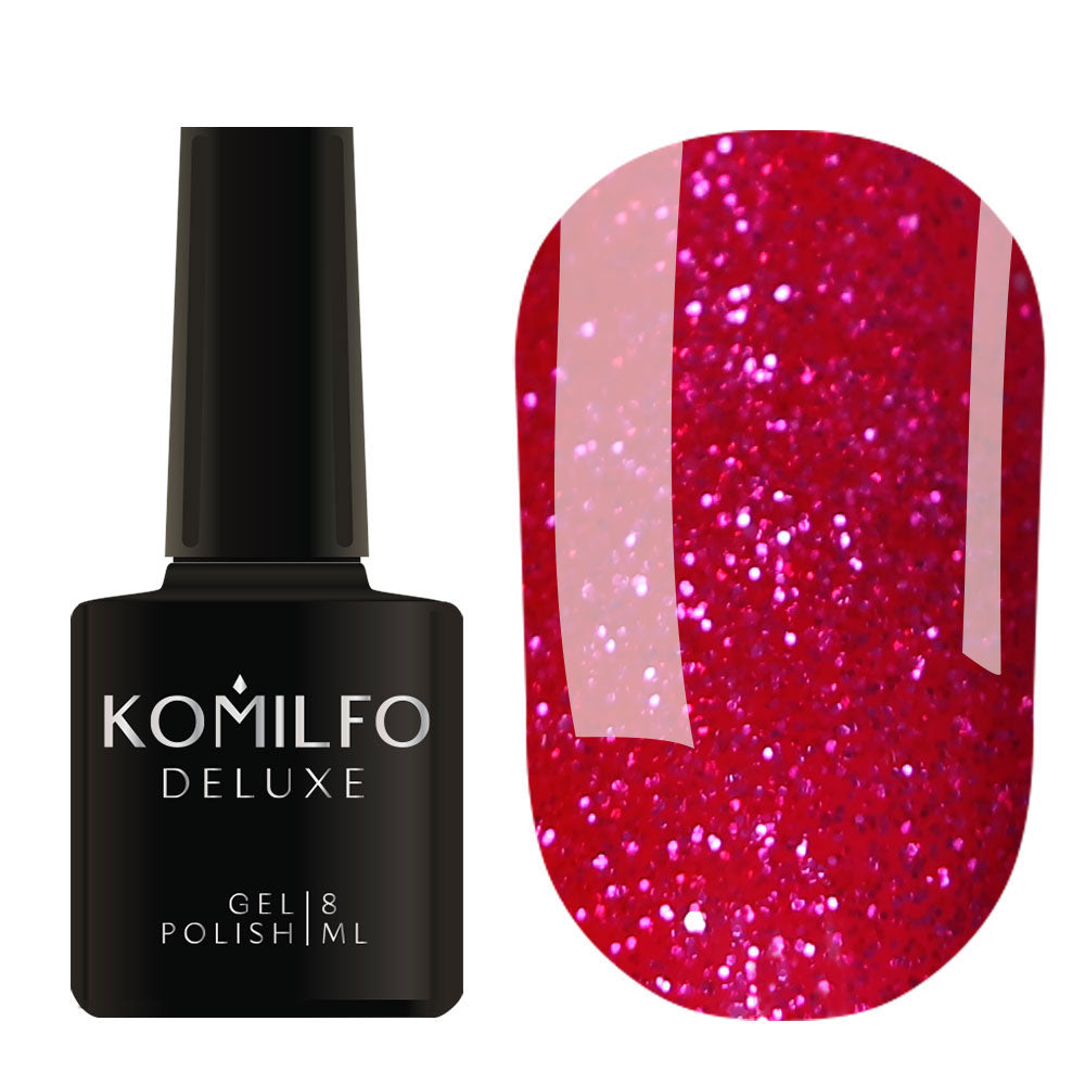 Gel Polish G026 Komilfo DeLuxe Series (deep pink with light pink glitter), 8 ml