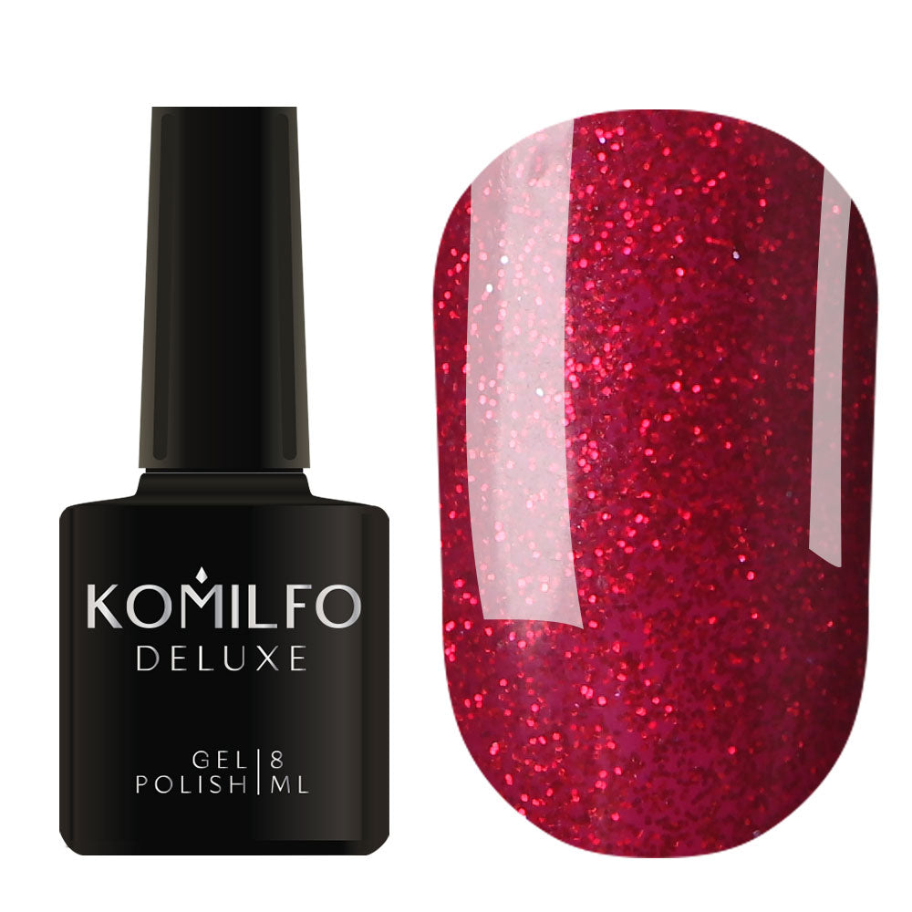 Gel Polish G014 Komilfo Deluxe Red With Fine Glitters, 8 ml