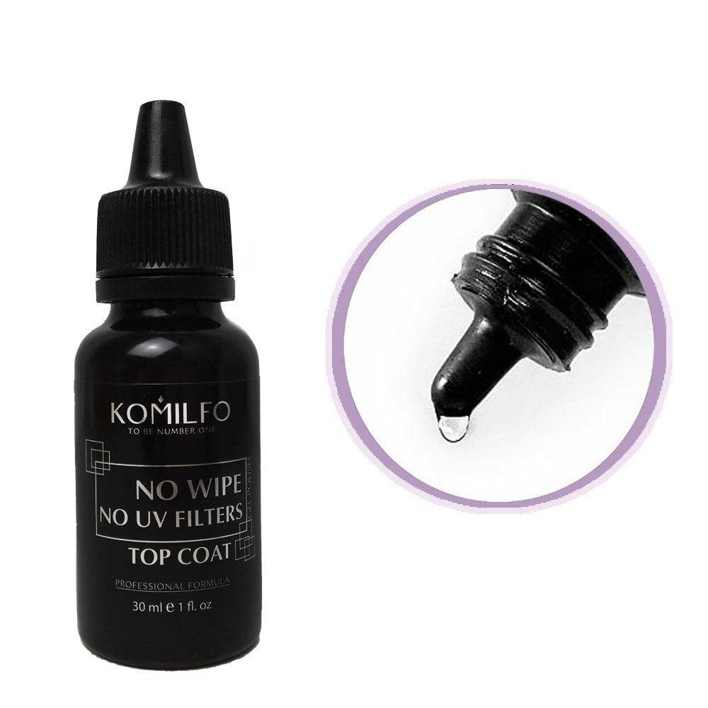 Komilfo No Wipe No UV Top – top for gel polish without a sticky layer without UV filters, 30 ml