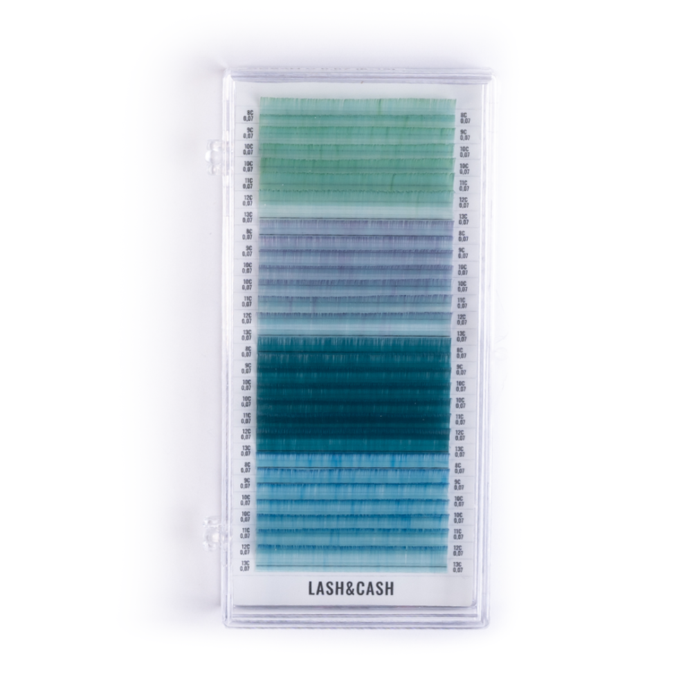 SCULPTOR Color eyelashes for extensions LASH&CASH VIBES OCEAN, mix 28 lines, 0.07